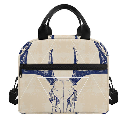 Vintage Deer Skull Print Insulated Lunch Bag