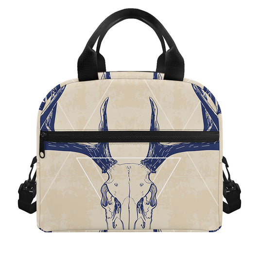 Vintage Deer Skull Print Insulated Lunch Bag