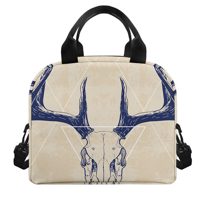 Vintage Deer Skull Print Insulated Lunch Bag