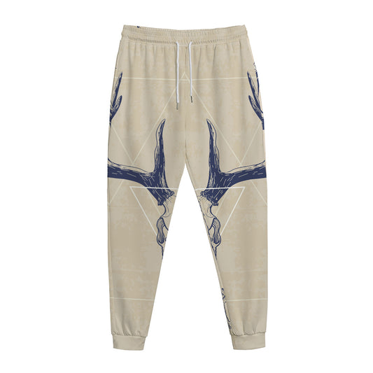 Vintage Deer Skull Print Jogger Pants