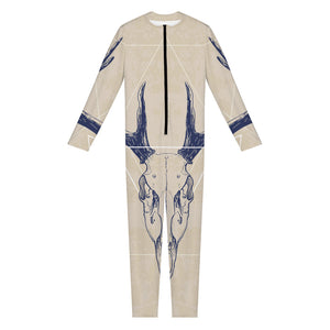 Vintage Deer Skull Print Jumpsuit