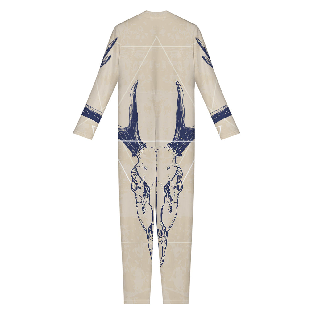 Vintage Deer Skull Print Jumpsuit