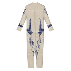 Vintage Deer Skull Print Jumpsuit