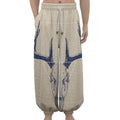 Vintage Deer Skull Print Lantern Pants