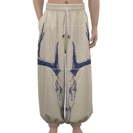 Vintage Deer Skull Print Lantern Pants