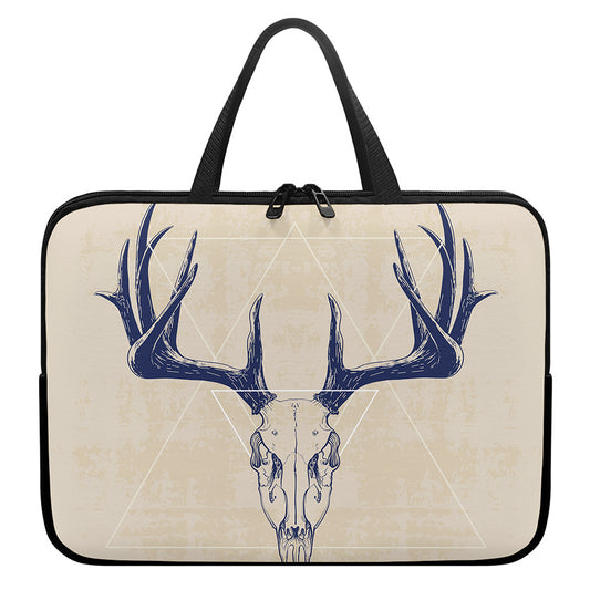 Vintage Deer Skull Print Laptop Sleeve With Handle