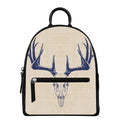 Vintage Deer Skull Print Leather Backpack