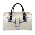 Vintage Deer Skull Print Leather Duffel Bag