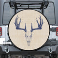Vintage Deer Skull Print Leather Spare Tire Cover