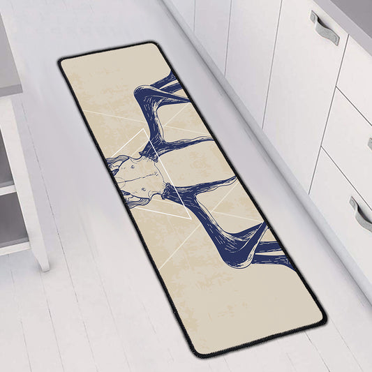 Vintage Deer Skull Print Long Kitchen Mat