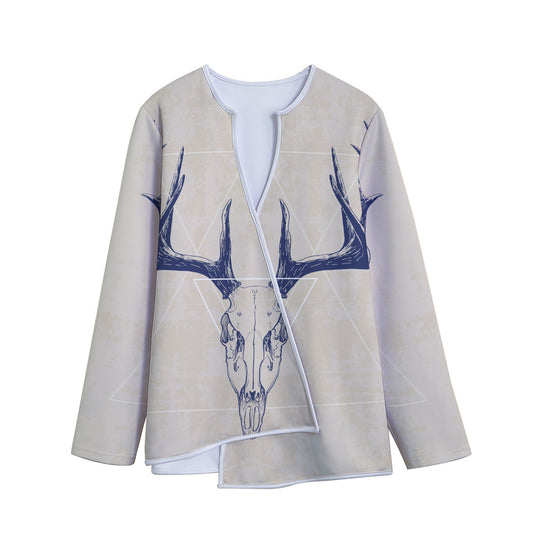Vintage Deer Skull Print Long Sleeve Short Coat