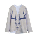 Vintage Deer Skull Print Long Sleeve Short Coat