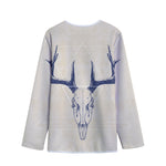 Vintage Deer Skull Print Long Sleeve Short Coat