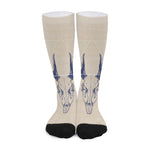 Vintage Deer Skull Print Long Socks