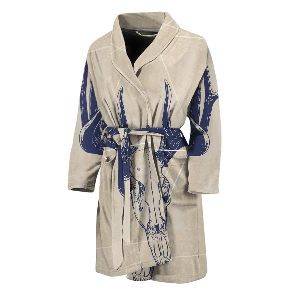 Vintage Deer Skull Print Men's Bathrobe