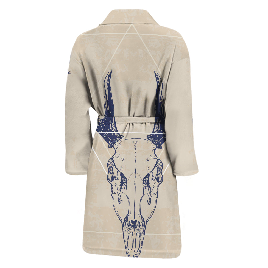 Vintage Deer Skull Print Men's Bathrobe