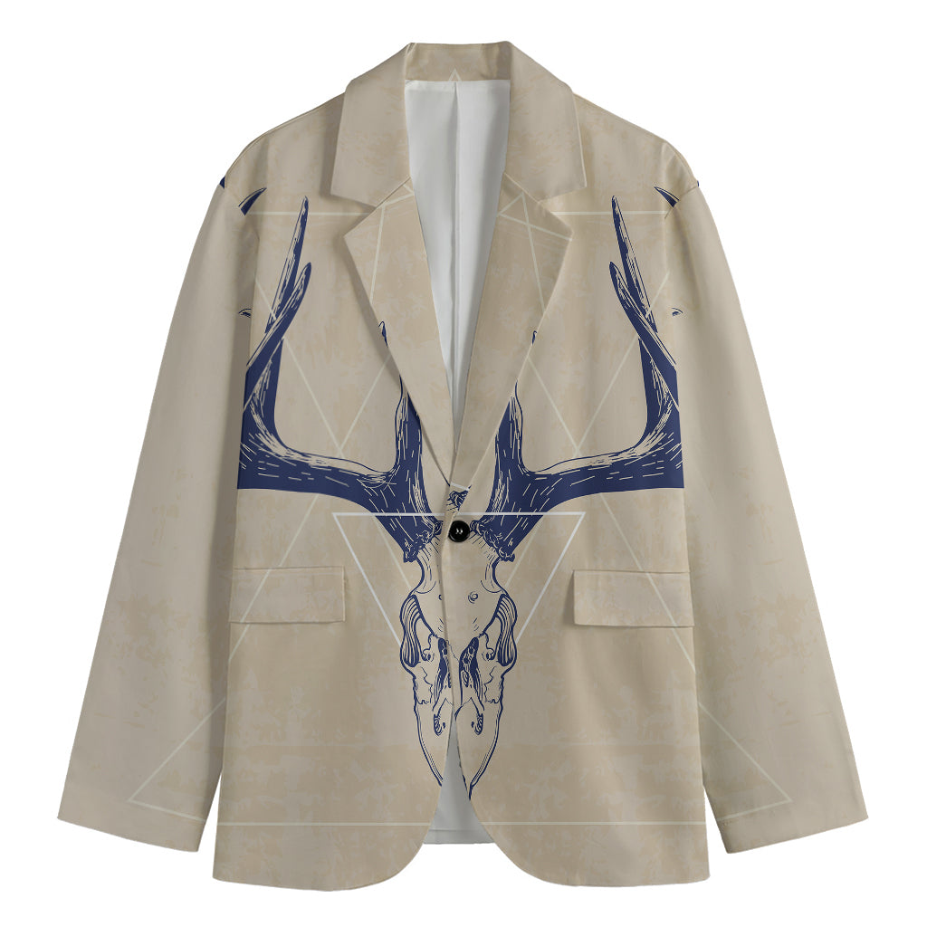Vintage Deer Skull Print Men's Blazer