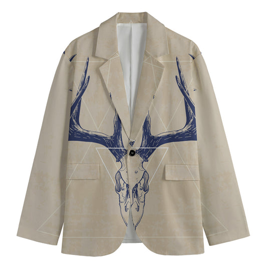 Vintage Deer Skull Print Men's Blazer