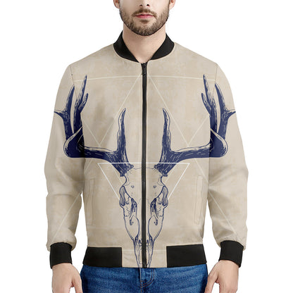 Vintage Deer Skull Print Men's Bomber Jacket