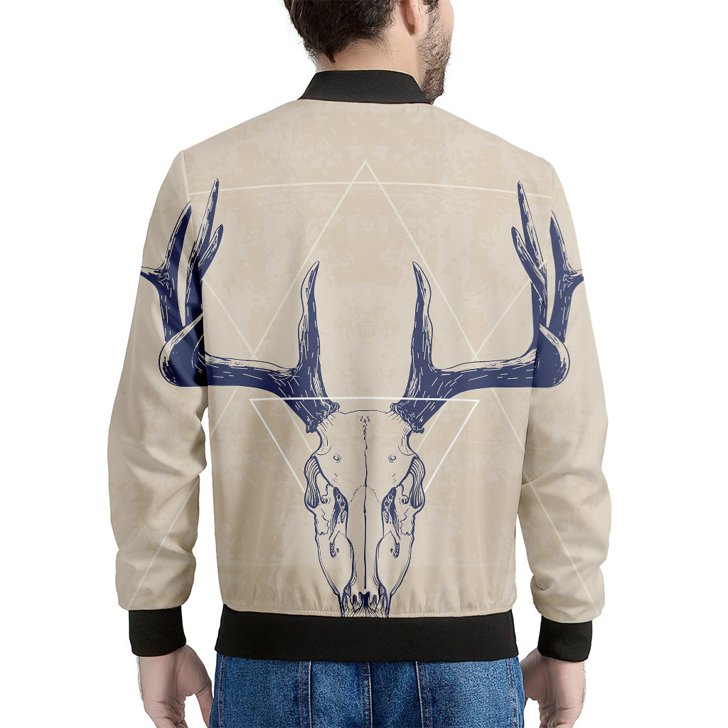Vintage Deer Skull Print Men's Bomber Jacket