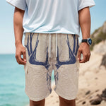 Vintage Deer Skull Print Men's Cargo Shorts