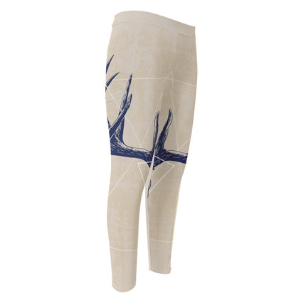Vintage Deer Skull Print Men's Compression Pants