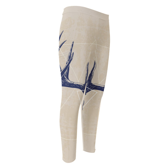 Vintage Deer Skull Print Men's Compression Pants