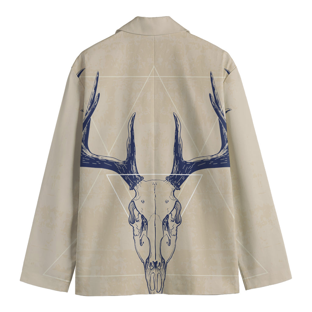 Vintage Deer Skull Print Men's Cotton Blazer