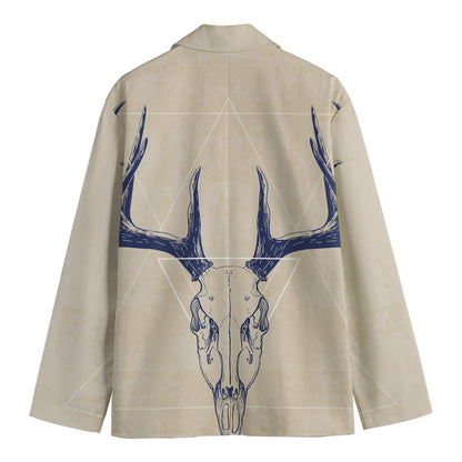Vintage Deer Skull Print Men's Cotton Blazer
