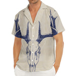 Vintage Deer Skull Print Men's Deep V-Neck Shirt