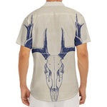 Vintage Deer Skull Print Men's Deep V-Neck Shirt