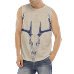 Vintage Deer Skull Print Men's Fitness Tank Top