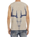 Vintage Deer Skull Print Men's Fitness Tank Top