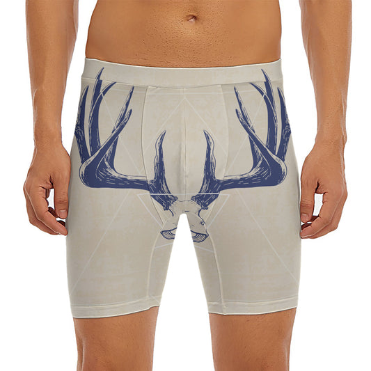 Vintage Deer Skull Print Men's Long Boxer Briefs