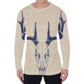 Vintage Deer Skull Print Men's Long Sleeve T-Shirt