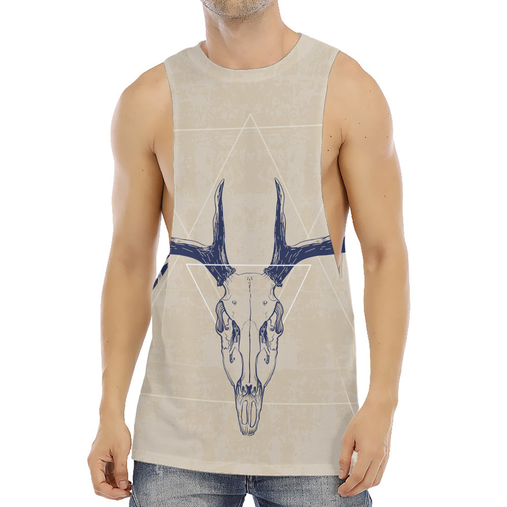 Vintage Deer Skull Print Men's Muscle Tank Top