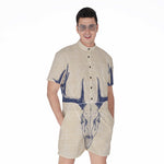 Vintage Deer Skull Print Men's Rompers