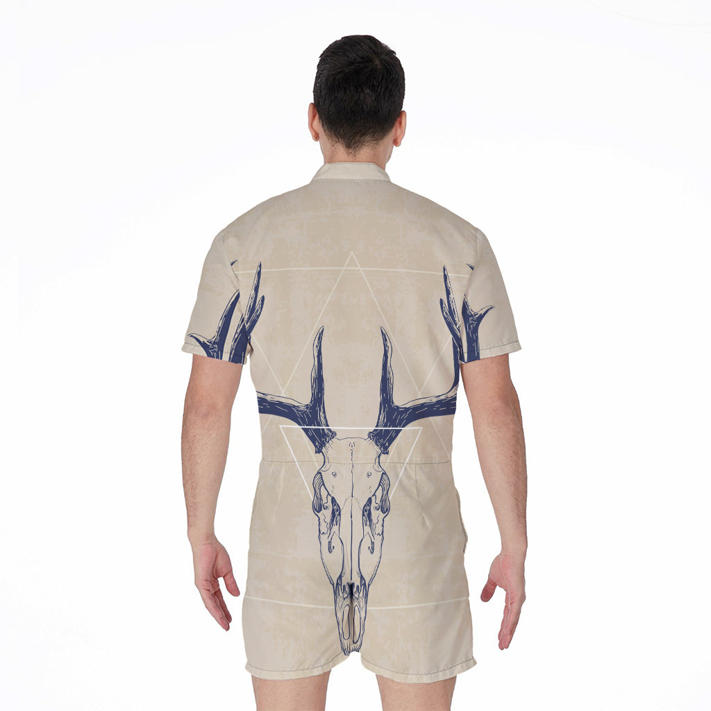 Vintage Deer Skull Print Men's Rompers