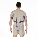 Vintage Deer Skull Print Men's Rompers