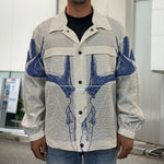 Vintage Deer Skull Print Men's Shirt Jacket
