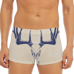 Vintage Deer Skull Print Men's Short Boxer Briefs