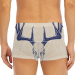 Vintage Deer Skull Print Men's Short Boxer Briefs