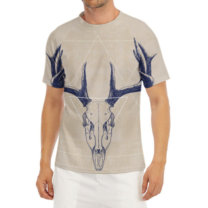 Vintage Deer Skull Print Men's Short Sleeve Rash Guard