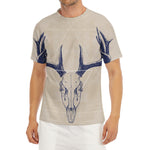Vintage Deer Skull Print Men's Short Sleeve Rash Guard