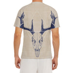 Vintage Deer Skull Print Men's Short Sleeve Rash Guard