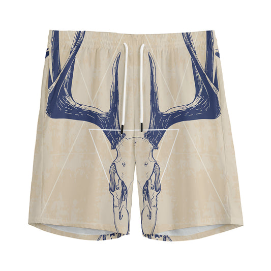 Vintage Deer Skull Print Men's Sports Shorts