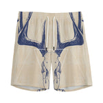 Vintage Deer Skull Print Men's Sports Shorts