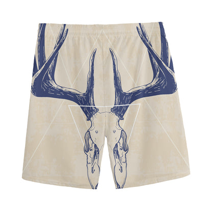 Vintage Deer Skull Print Men's Sports Shorts
