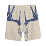 Vintage Deer Skull Print Men's Sports Shorts