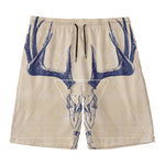 Vintage Deer Skull Print Men's Swim Trunks